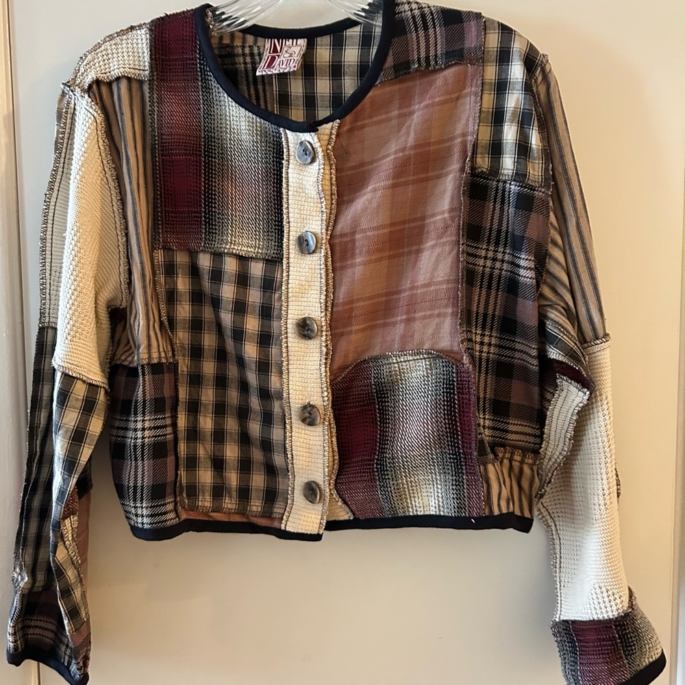 Neil & David Patchwork Plaid Button-Up Shirt. S - image 1